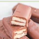 a homemade kit kat candy bar cut in half.