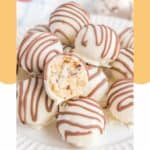 Little Debbie zebra truffle cake balls on a plate.