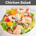 homemade O'Charley's California chicken salad in a white salad bowl.