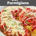 homemade olive garden eggplant parmigiana and pasta with marinara.