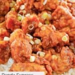 closeup of homemade Panda Express orange chicken.
