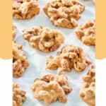 homemade southern pecan pralines on parchment paper.