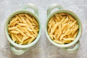 pasta in bowls.