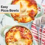 overhead view of two pizza bowls.