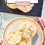 overhead view of homemade sweet biscuits and one cut in half.