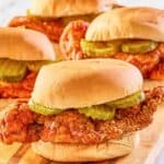 four copycat wingstop buffalo chicken sandwiches.