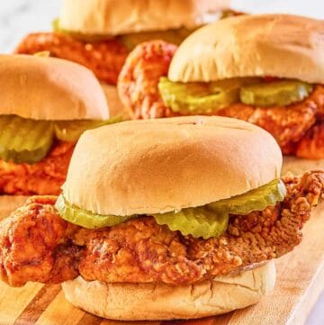 four copycat wingstop buffalo chicken sandwiches.