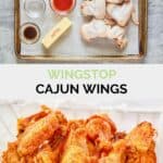 Wingstop Cajun wings ingredients and the finished wings.