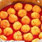 Buffalo chicken meatballs in a large pan.