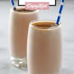 Colorado Bulldog drink in two glasses with blue straws.