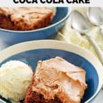 copycat Cracker Barrel double chocolate coca cola cake with ice cream.