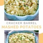 a collage of copycat Cracker Barrel mashed potatoes.