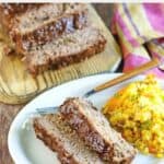 copycat cracker barrel meatloaf and a casserole on a plate.