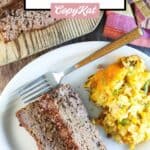 overhead view of copycat cracker barrel meatloaf.