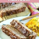 copycat cracker barrel meatloaf slices on a plate.