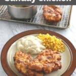 copycat cracker barrel sunday homestyle chicken and vegetables on a plate.