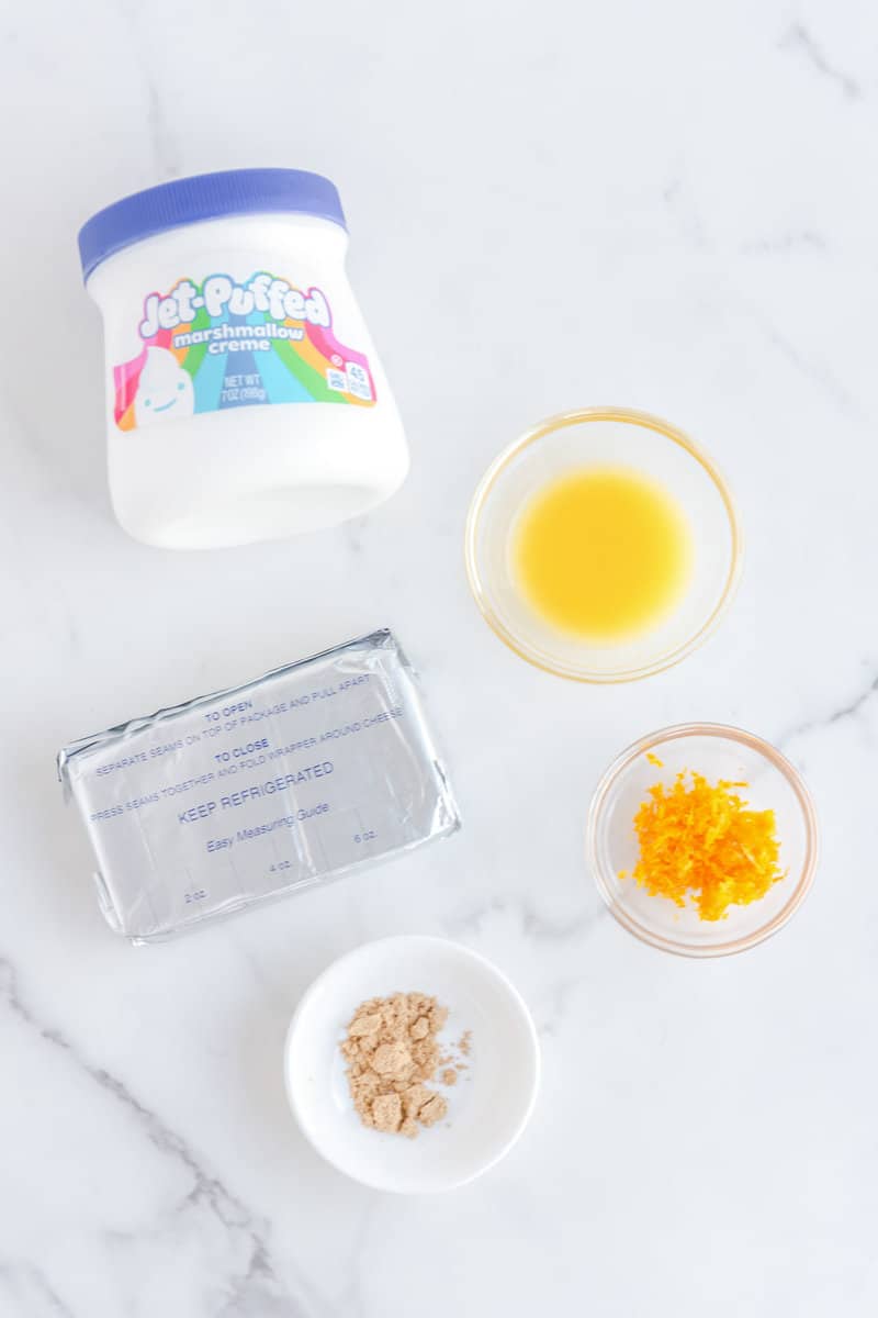 Cream cheese fruit dip ingredients.