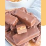 a pile of homemade snickers bars.