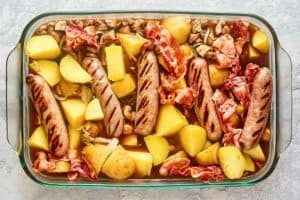 Irish coddle before baking.