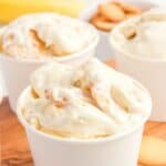 homemade Magnolia Bakery banana pudding in a paper container.