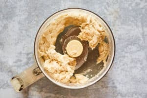 Martha Stewart pie crust dough in a food processor.