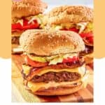 Three homemade McDonald's smoky blt quarter pounder with cheese burgers.