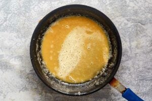 melted butter and flour mixture in a skillet.