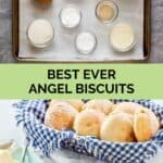 Angel biscuits ingredients and the finished biscuits.