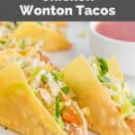 Three homemade Applebee's chicken wonton tacos.
