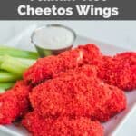 Homemade Applebee's Flamin' hot cheetos wings, celery, and ranch dipping sauce.