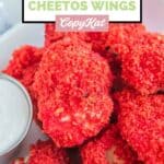 Closeup of homemade Applebee's Flaming hot cheetos wings.