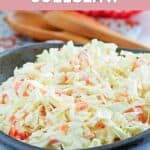 Homemade Captain D's cole slaw in a black bowl.