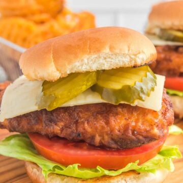 Copycat Chick Fil A spicy deluxe chicken sandwich.