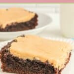 Two slices of chocolate caramel cake.