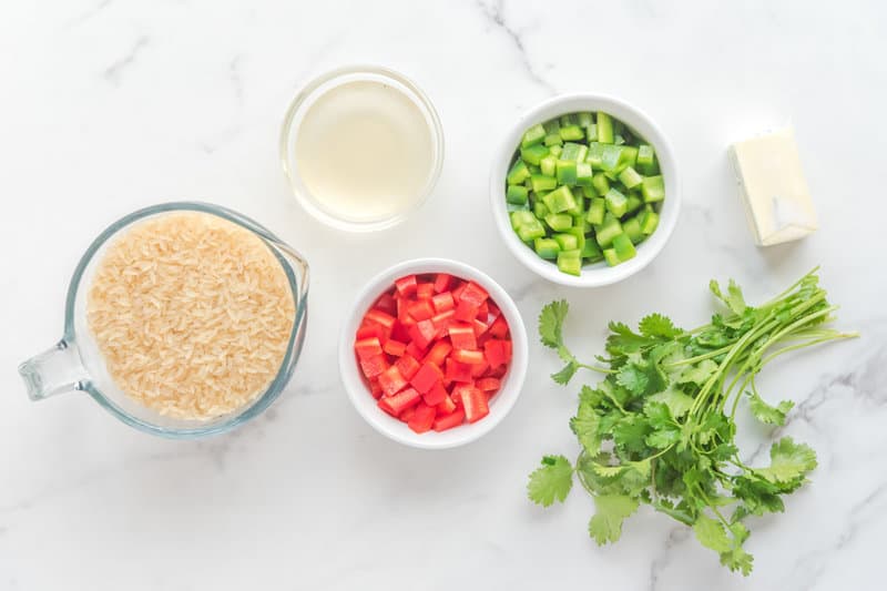 Cilantro rice ingredients.