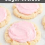 Closeup of a homemade Crumbl sugar cookie.