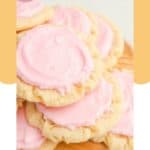 A stack of homemade Crumbl sugar cookies.