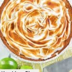 Overhead view of key lime meringue pie.