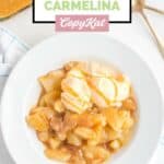 Overhead view of a serving of homemade Olive Garden apple carmelina.