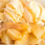 Closeup of a bowl of Olive Garden Apple Carmelina.