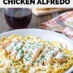 Homemade Olive Garden grilled chicken alfredo pasta.