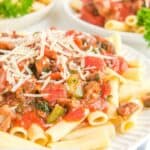Closeup of homemade Olive Garden Neapolitan Ziti.