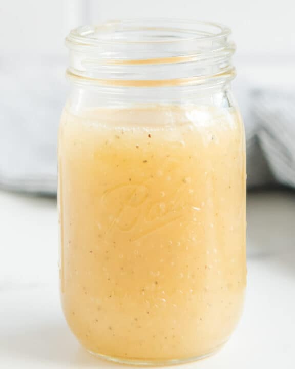 Copycat Panera fuji apple salad dressing in a mason jar.