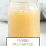 Homemade Panera fuji apple vinaigrette salad dressing in a jar.