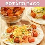 Homemade Taco Bell spicy potato tacos and a bowl of spicy potatoes.