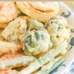 Homemade tempura batter fried vegetables.