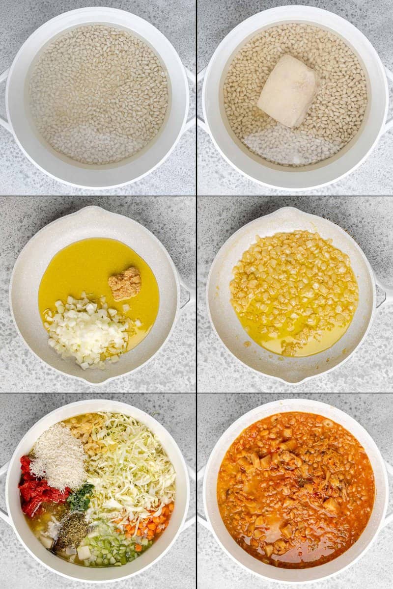 Collage of making Tosi's minestrone soup.