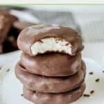 A stack of homemade York peppermint patty candy.