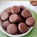 Overhead view of homemade York peppermint patty candy.