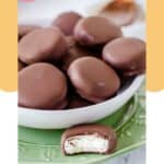 Homemade York peppermint patties in a bowl.